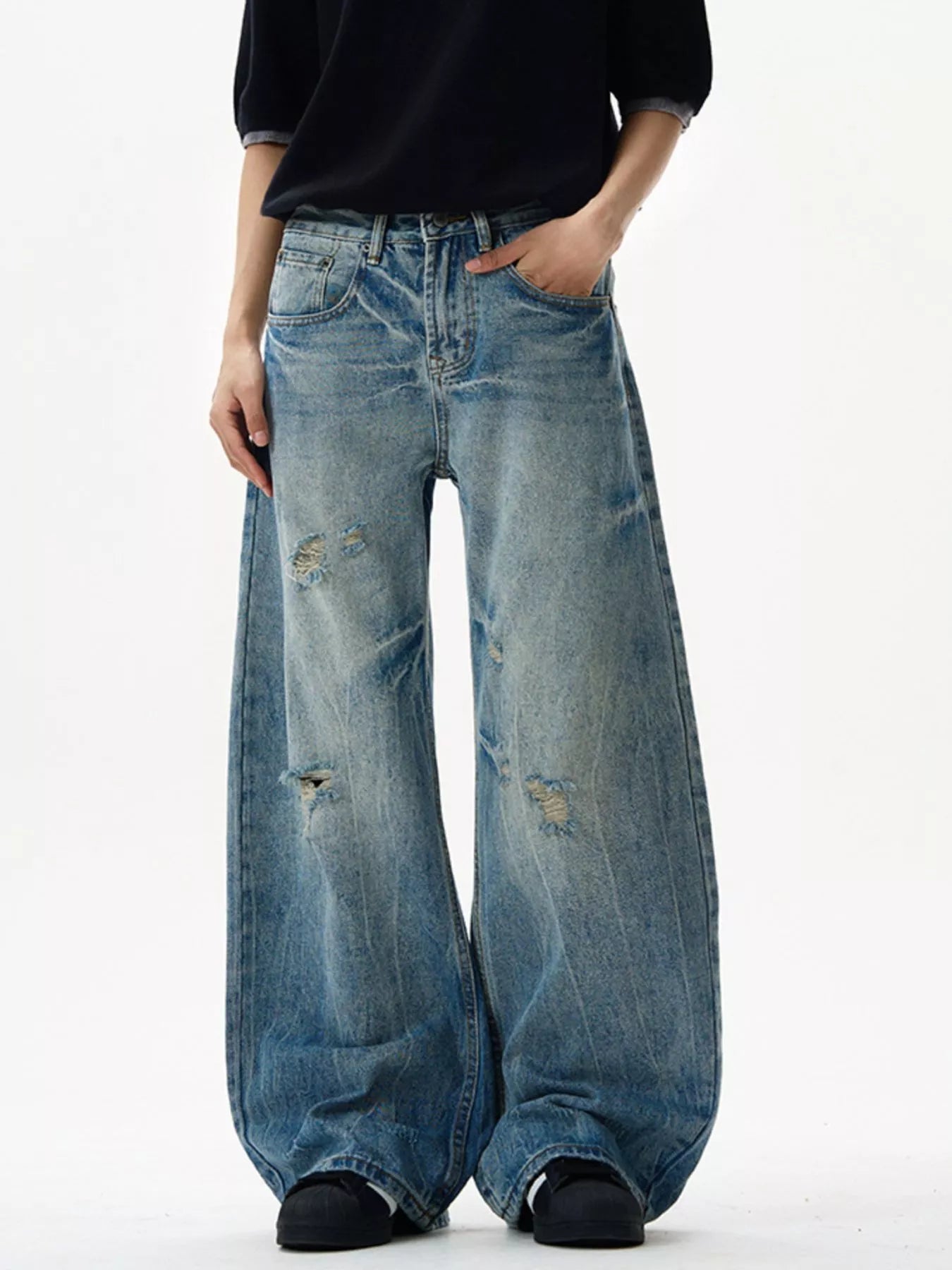 Men's Distressed Loose Fit Jeans - Farnelli