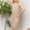 ADORA Lurex Crochet Dress with Lining - BEIGE