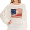 Zenana American Flag Crew Neck Sweater - IVORY