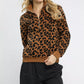 Umgee Leopard Print Quarter-Zip Sweatshirt - Farnelli
