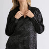 Umgee Full Size Animal Jacquard Print Button Up Long Sleeve Shirt Plus Size - Black