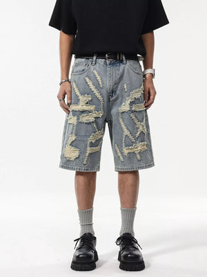 Men's Wash Distressed Denim Shorts - Farnelli