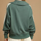 Umgee Contrast Long Sleeve Sweatshirt with Collar - Farnelli