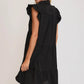 Umgee Full Size Johnny Collar Ruffle Cap Sleeve Tiered Dress Plus Size - Farnelli