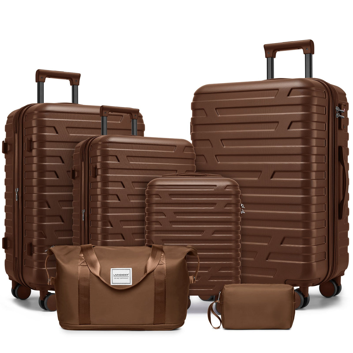 HouseOfZazla 6-piece hardside luggage set with expandable suitcases and matching duffel bags
