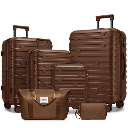 HouseOfZazla 6-piece hardside luggage set with expandable suitcases and matching duffel bags