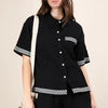 VERY J Crinkled Woven Shirt Top & Shorts Set - Black