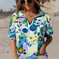 Adele Floral Slit V Neck Blouse - Farnelli