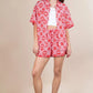 VERY J Full Size Tropical Printed Shirt Top and Shorts Set Plus Size - Farnelli