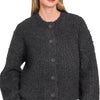 Zenana Button Down Wool Cardigan Sweater - BLACK