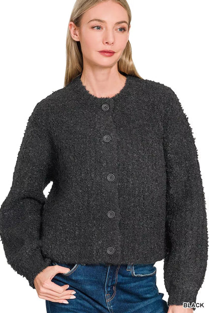 Zenana Button Down Wool Cardigan Sweater - Farnelli