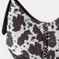 Fame Cow Print Hobo Shoulder Bag with Studded Details - Farnelli