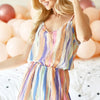 BiBi Striped V-Neck Sleeveless Romper - Lavender Multi