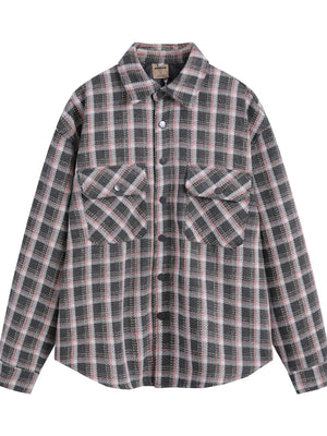 Men's Oversized Plaid Collared Neck Shirt - Farnelli