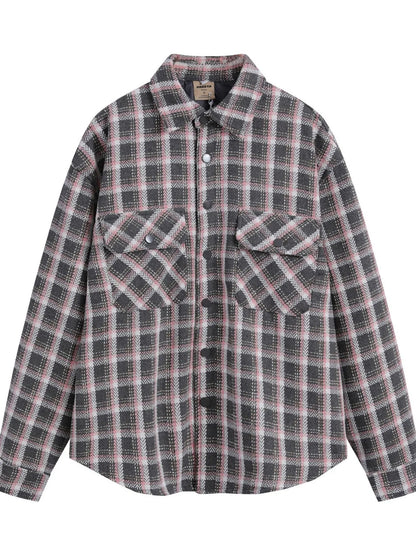 Men's Oversized Plaid Collared Neck Shirt - Farnelli