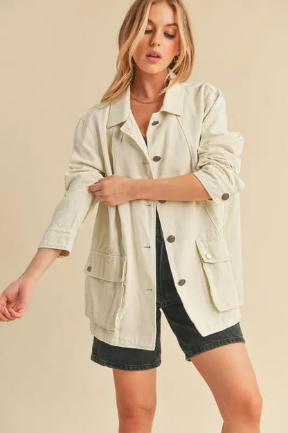 Aemi + Co Seam Detail Button Up Jacket with Pockets - Farnelli