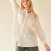 Davi & Dani Crinkled Jacquard Button Down Shirt - White