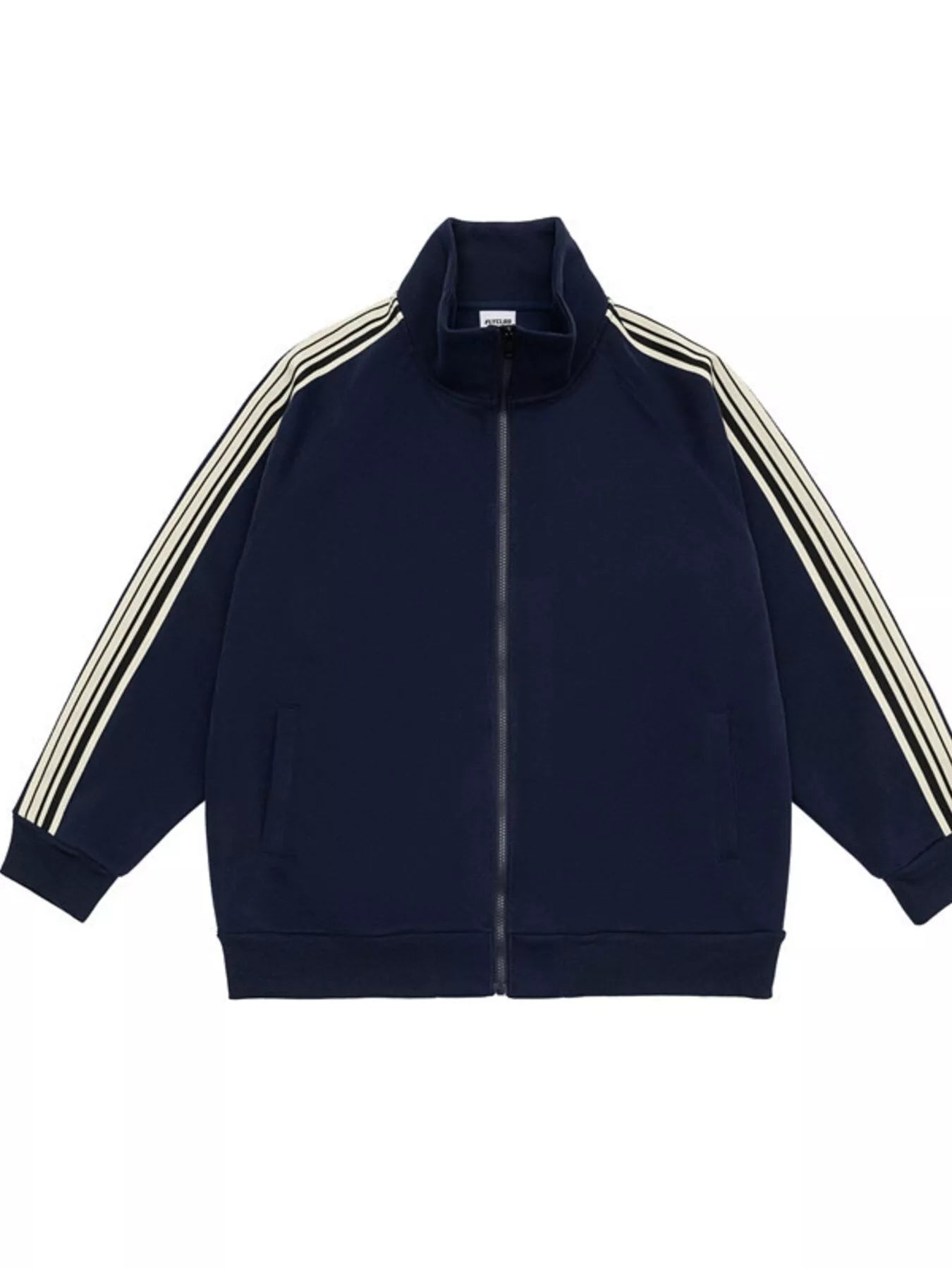 Men's Plus Size Striped Sleeve Zip-Up Sweatshirt - Farnelli