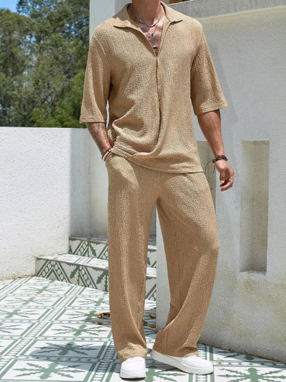 Men's Plus Size Half Sleeve Top and Pants Set - Farnelli