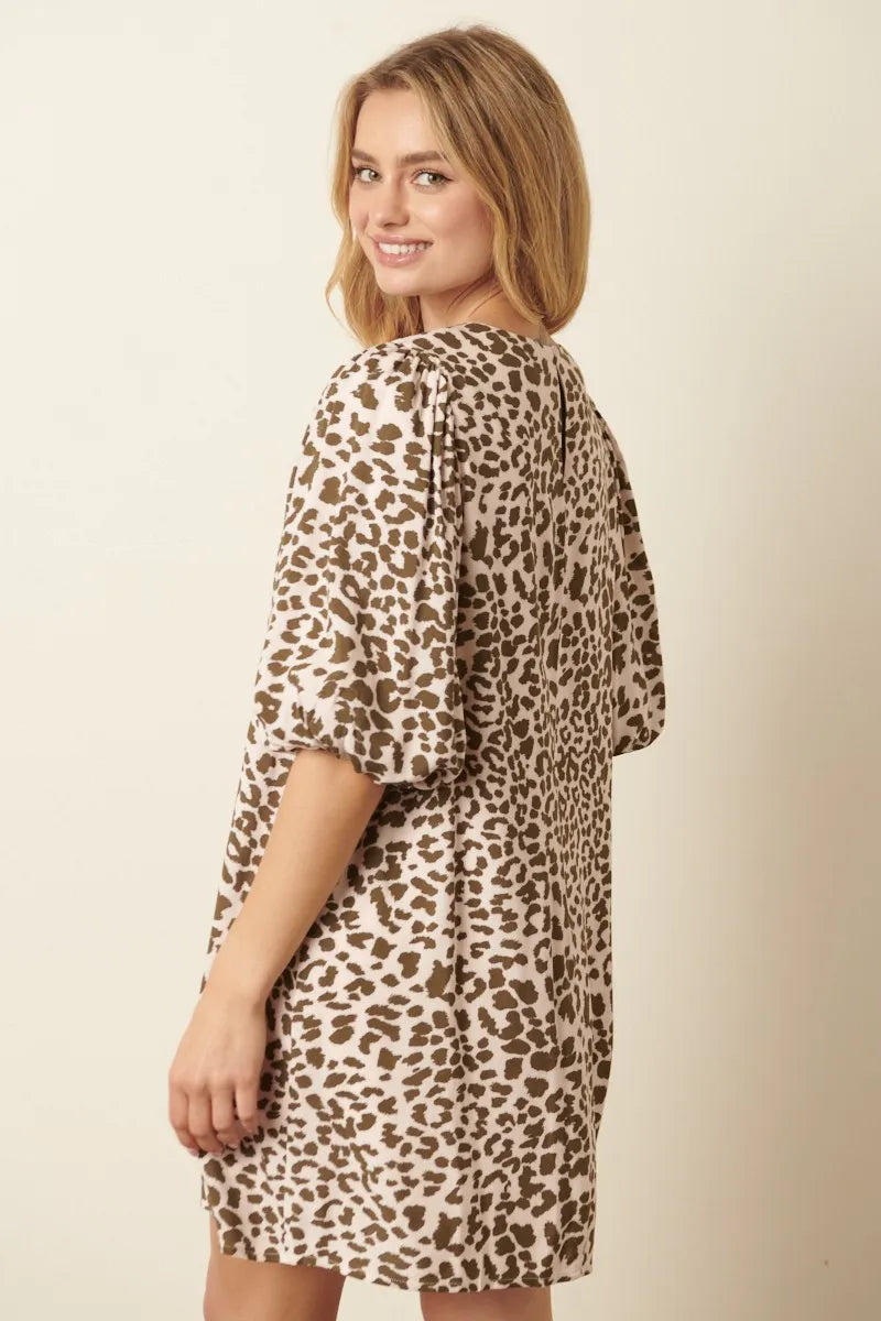 Mittoshop Animal Print Puff Sleeve Mini Dress - Farnelli