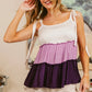 BiBi Color Block Tied Ribbon Shoulder Top - Farnelli