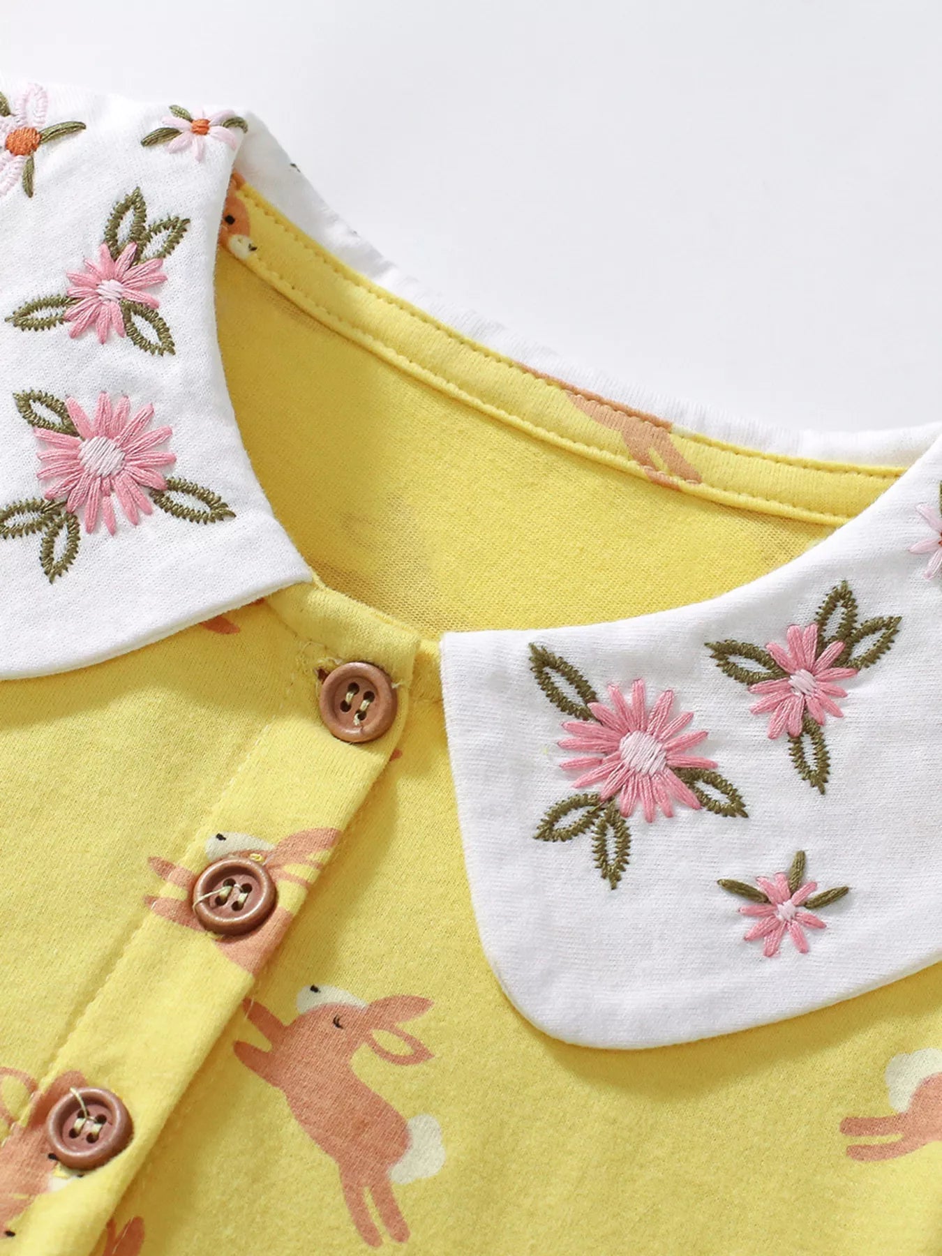 Children's Bunny Print Peter Pan Collar Dress - Farnelli