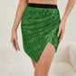 Asymmetrical Slit Sequin Skirt - Farnelli