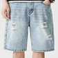 Men's Wide Leg Distressed Denim Shorts - Farnelli