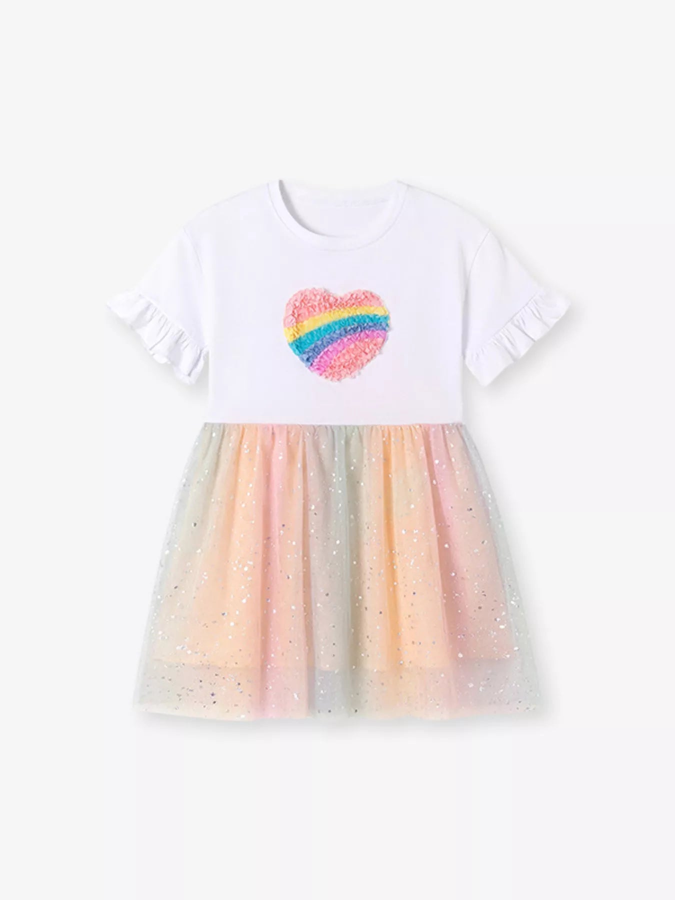 Children's Rainbow Heart Tulle Dress - Farnelli