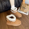Round Toe Platform Boots - Brown