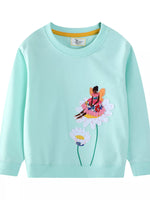 Children's Flower Embroidered Crew Neck Sweatshirt - Farnelli