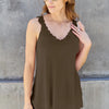 Basic Bae Full Size Lace Detail V-Neck Cutout Cami - Mocha