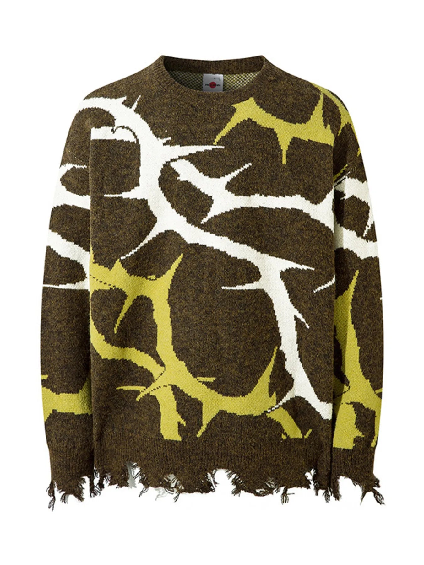 Men's Abstract Pattern Distressed Hem Sweater - Farnelli