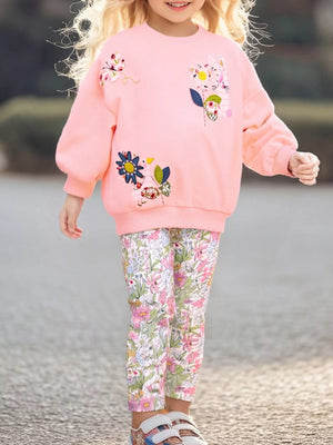 Children's Floral Sweatshirt & Leggings Set - Farnelli