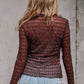 Ruth Sheer Mesh Patterned Lettuce Trim Top - Farnelli