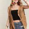 ADORA Button Down Crochet Vest Top - CAMEL