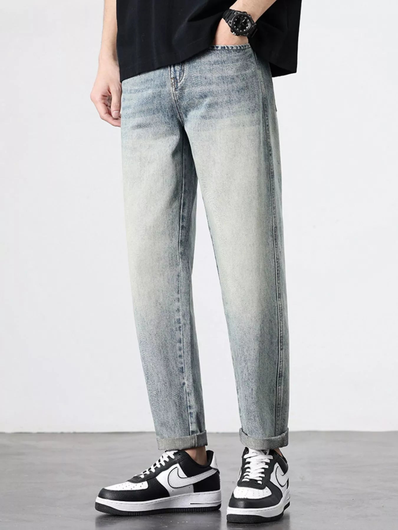 Men's Vintage Distressed Straight Leg Jeans - Farnelli