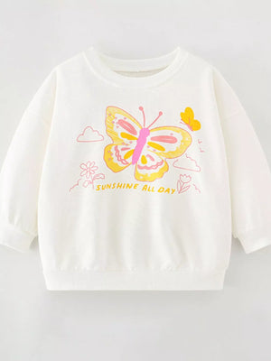 Children's Butterfly Graphic Crew Neck Sweatshirt - Farnelli