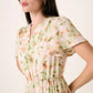 Mittoshop Flower Print Flutter Sleeve V Slit Maxi Dress - Farnelli