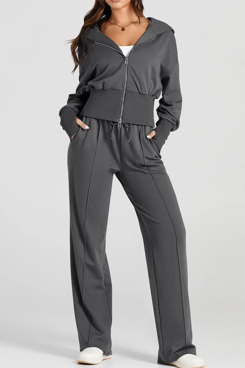 Zip-Up Hoodie and Pants Active Set - Farnelli