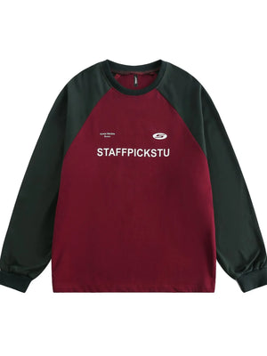 Men's Color Block Raglan Sleeve Letter Graphic Sweatshirt - Farnelli