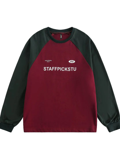 Men's Color Block Raglan Sleeve Letter Graphic Sweatshirt - Farnelli