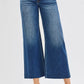 RISEN Full Size Mid Rise Crop Wide Raw Cut Hem Jeans Plus Size - Farnelli