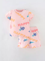Children's Happy Print Top and Shorts Set - Farnelli