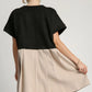 Umgee Full Size Round Neck Pleated Dress with Side Pockets Plus Size - Farnelli