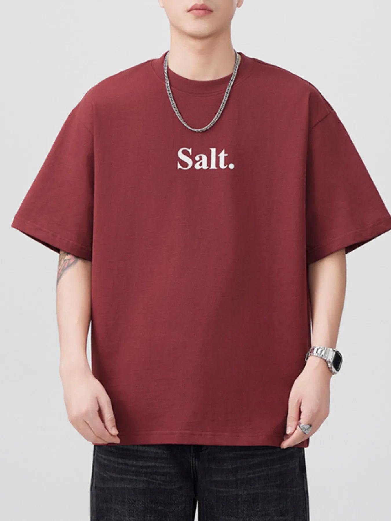 Men's Plus Size Letter Round Neck Short Sleeve T-Shirt - Farnelli