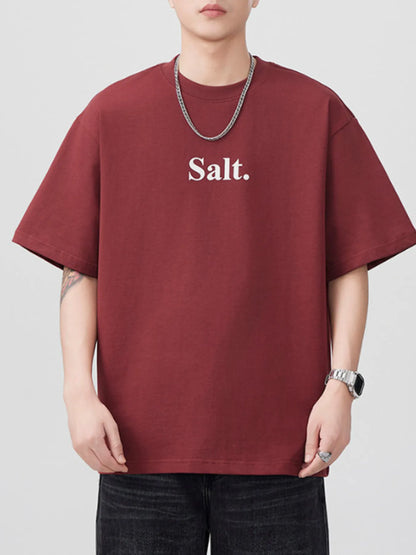 Men's Plus Size Letter Round Neck Short Sleeve T-Shirt - Farnelli