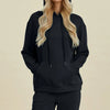 Basic Bae Full Size Air Scuba Drawstring Long Sleeve Hoodie with Kangaroo Pocket - Black
