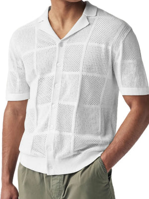 Men's Button Down Checkered Eyelet Shirt - Farnelli