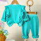 Children's Ruffle Trim Flower Top and Pants Set - Farnelli